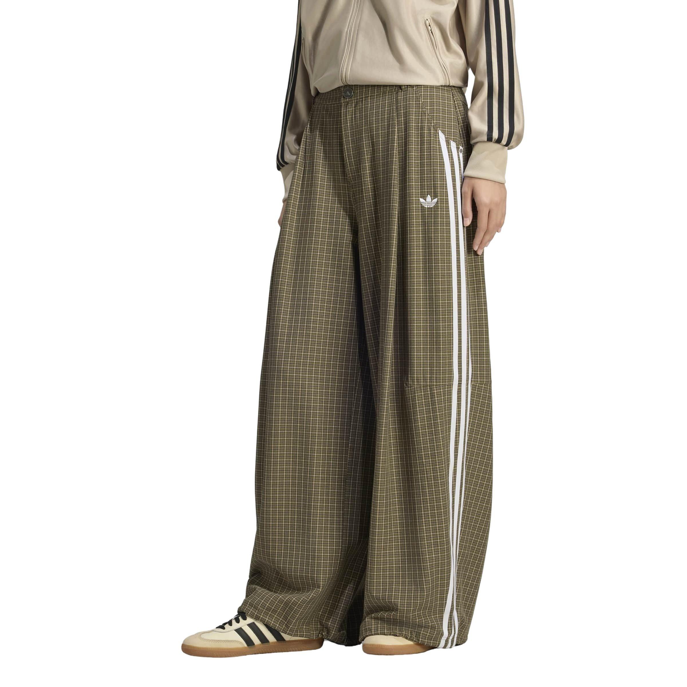 adidas Originals Women's Injection Check Loose Trousers - Olive/Beige/Coffee - OLIVE/BEIGE/COFFEE